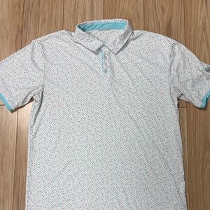 Stylish White Polo with Blue and Red Accents